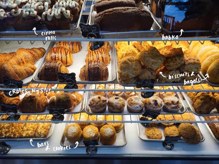 Pastries on display at Villani's Bakery in Plaza Midwood, Charlotte, North Carolina