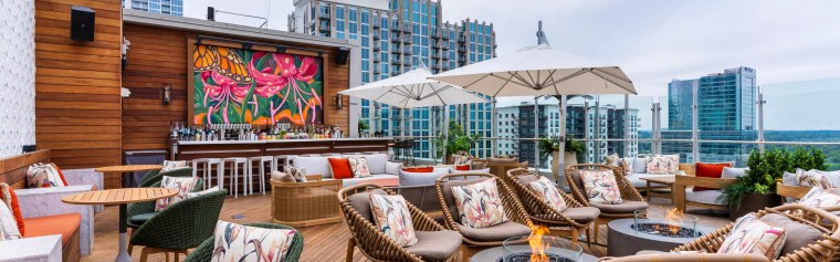 Merchant and Trade rooftop bar near Romare Bearden Park in Uptown Charlotte