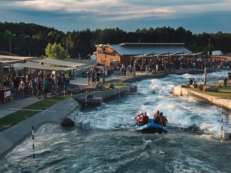 US National Whitewater Center in Charlotte, North Carolina in the evening