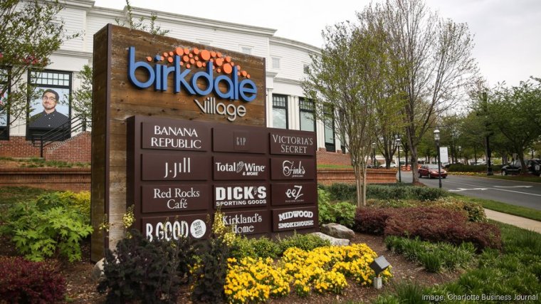 Signage for Birkdale Village in Huntersville, North Carolina