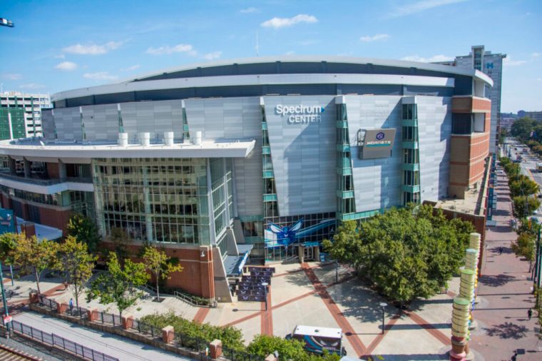 Exterior of Spectrum Center in Uptown Charlotte, NC