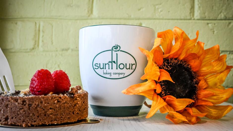 Pastries, coffee and sunflower at Sunflour Bakery