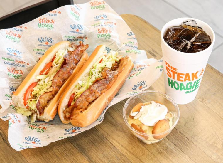 Hoagie meal with drink and banana pudding from Steak'n Hoagie in Charlotte, NC